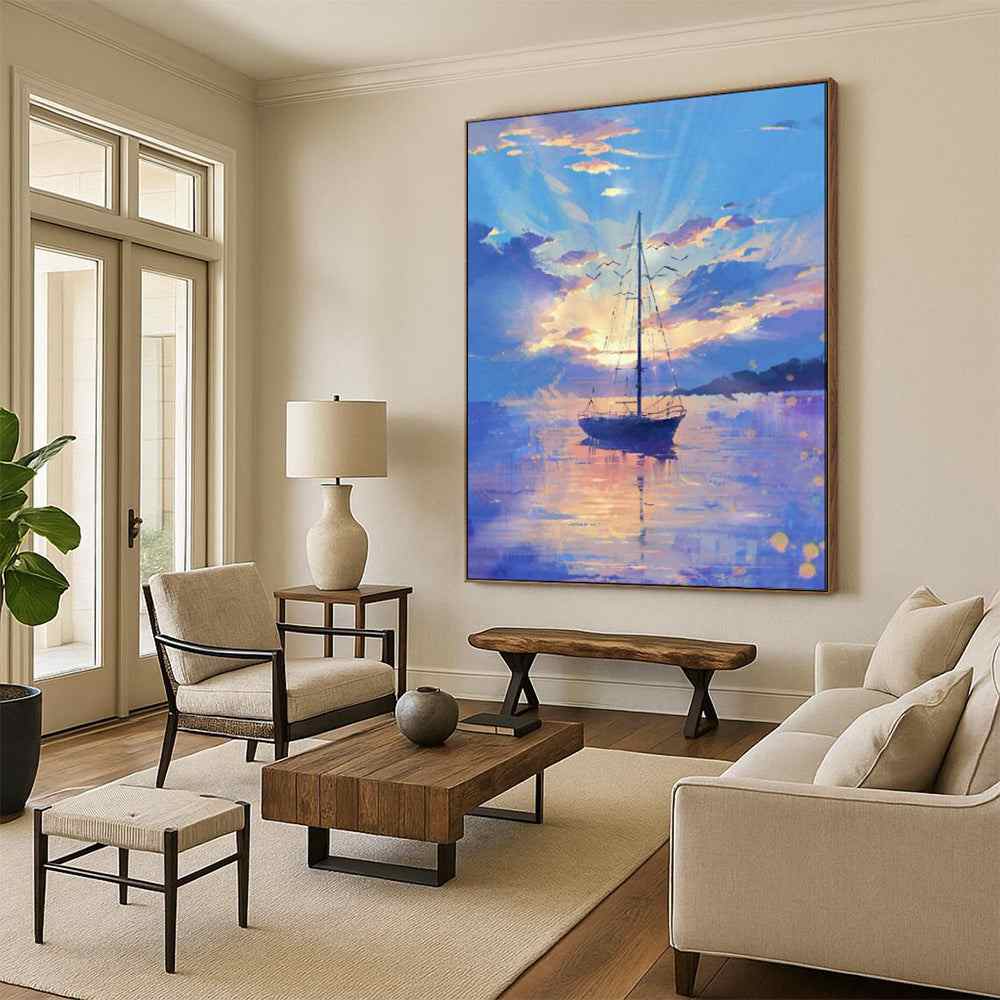 evening coastal abstract painting design 6